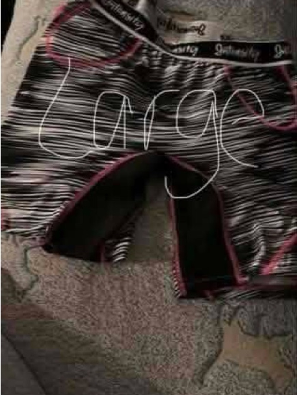 Girls' Black & White Striped Active Shorts with Pink Trim
